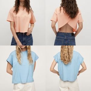MANGO BUNDLE - Cropped cotton & Essential cotton-blend T-shirts - NWT (XL)
